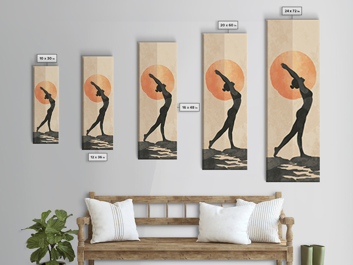 Sun Salutation Silhouette Sequence Without Text Canvas Print, Yoga Studio Art, Nature Prints, Yoga Studio Decor, Balance, YSA-1x3-92