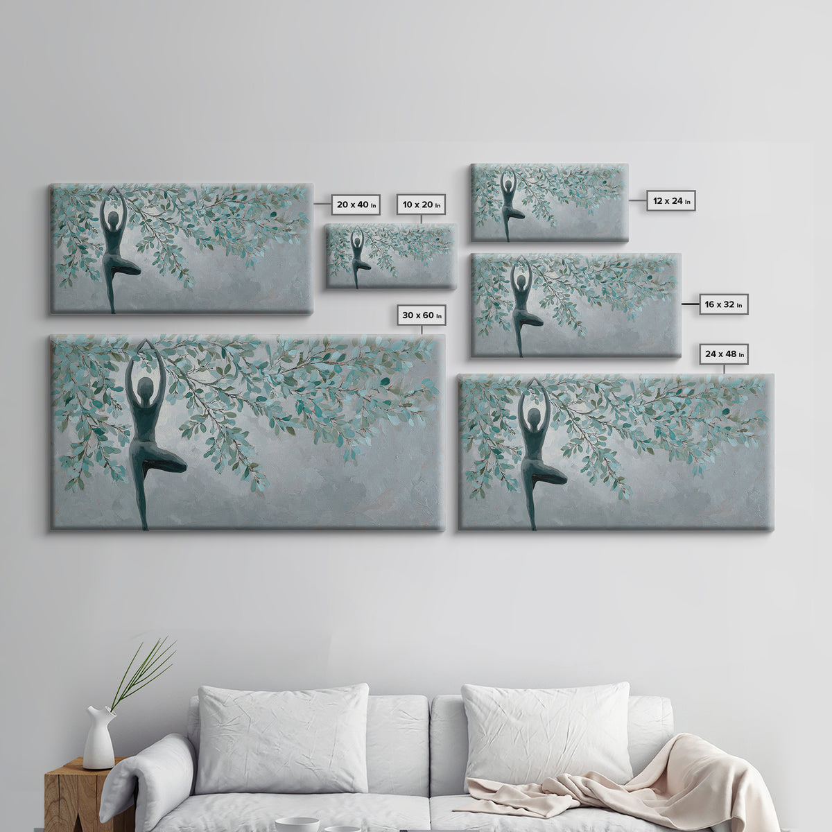 Tree Pose Figure Canvas Print, Yoga Studio Art, Boho Decor, Yoga Studio Decor, Balance, Bookshelf Decor, Printable Art, YSA-2x1-2