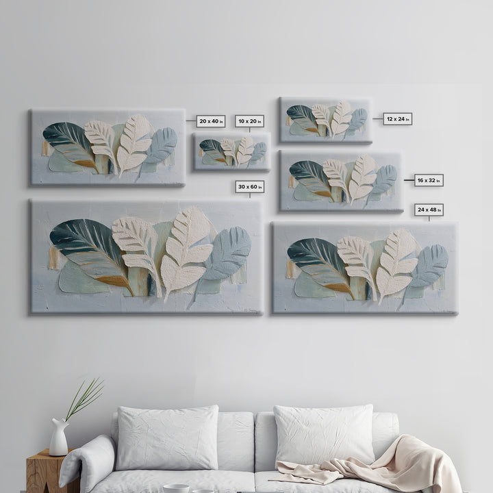 Gentle Palm Leaf Shadow on Plaster Framed Canvas Print, Yoga Studio Art, Fine Art Print, Yoga Studio Decor, Fine Art, Balance, YSA-2x1-20