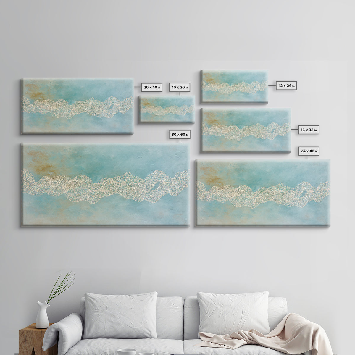 Abstract Breath Waves Framed Canvas Print, Yoga Studio Art, Minimalist Wall Art, Yoga Studio Decor, Fine Art, Balance, YSA-2x1-3