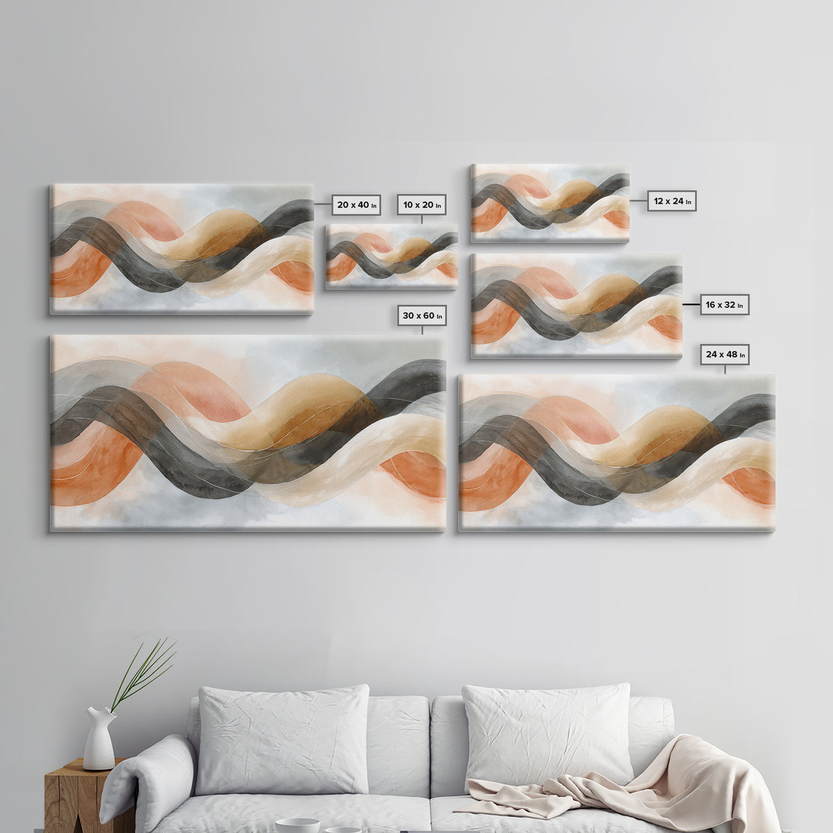 Incense Smoke Forming Abstract Curves Canvas Print, Yoga Studio Art, Contemporary Art, Yoga Studio Decor, Abstract Art, Balance, YSA-2x1-41