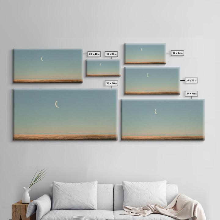 Crescent Moon and Stars Canvas Print, Yoga Studio Art, Room Decor, Yoga Studio Decor, Oil Painting, Balance, Wall Art Print, YSA-2x1-62