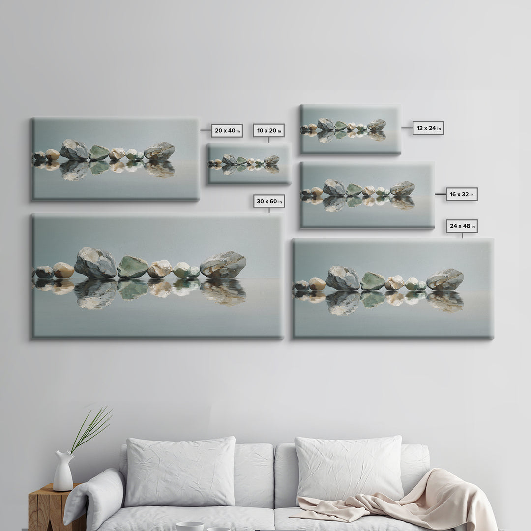 Sunrise Mountain Lake Reflection Canvas Print, Yoga Studio Art, Living Room Decor, Yoga Studio Decor, Oil Painting, Balance, YSA-2x1-64