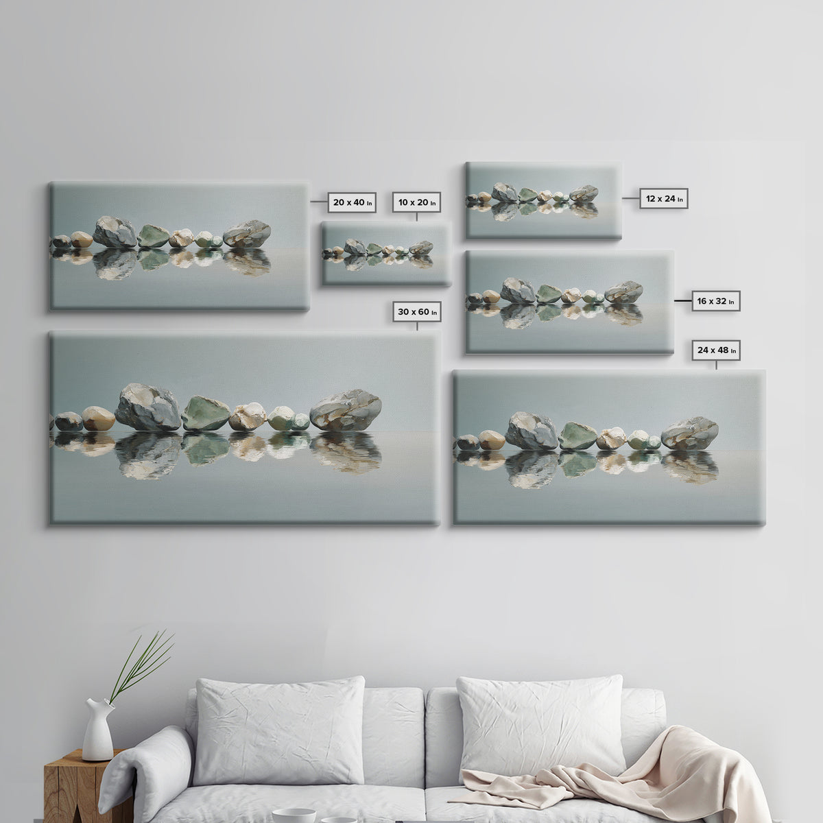 Sunrise Mountain Lake Reflection Canvas Print, Yoga Studio Art, Living Room Decor, Yoga Studio Decor, Oil Painting, Balance, YSA-2x1-64