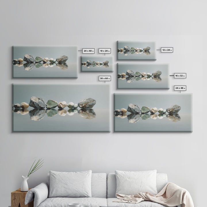 Sunrise Mountain Lake Reflection Canvas Print, Yoga Studio Art, Living Room Decor, Yoga Studio Decor, Oil Painting, Balance, YSA-2x1-64