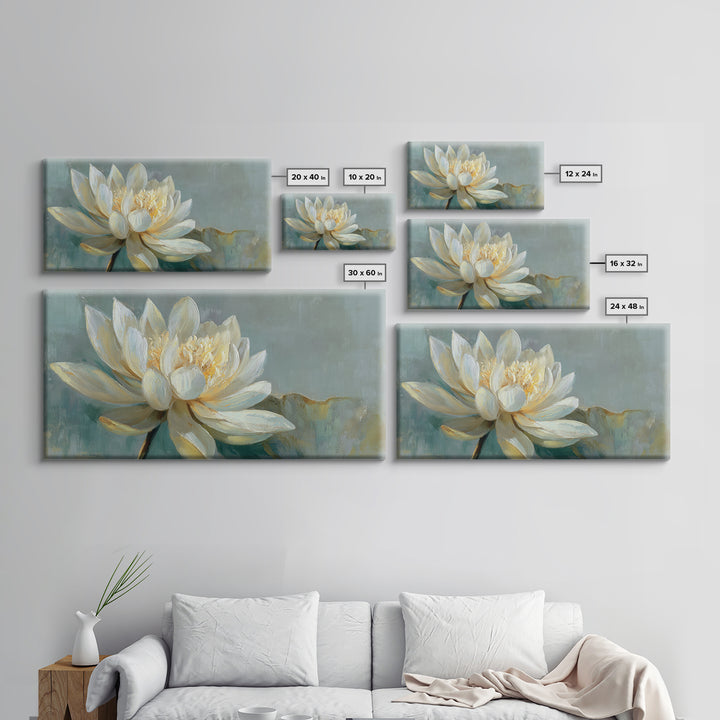 Lotus Flower with Soft Golden Glow Canvas Print, Yoga Studio Art, Minimalist Art, Yoga Studio Decor, Fine Art, Balance, YSA-2x1-71