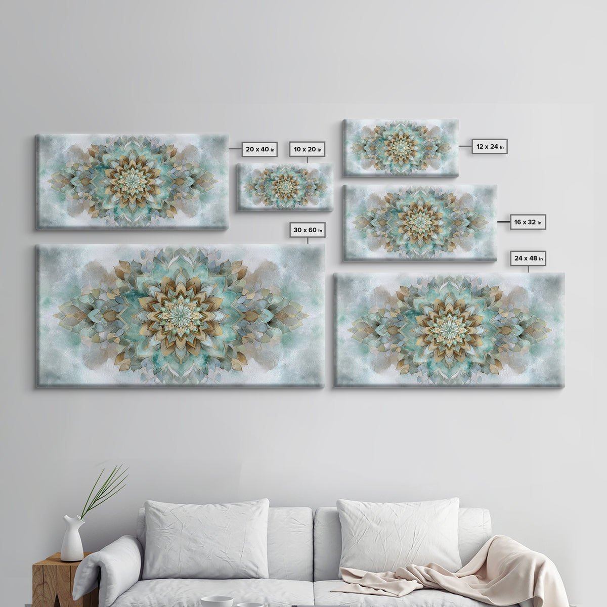 Mandala in Soft Earth Tones Canvas Print, Yoga Studio Art, Wall Art Print, Yoga Studio Decor, Oil Painting, Balance, Yoga Gift, YSA-2x1-77