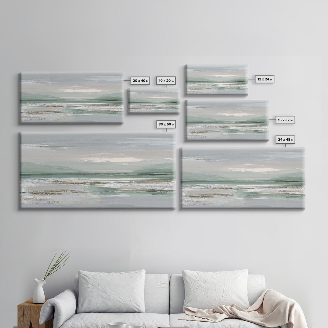 Peaceful Desert Horizon Framed Canvas Print, Yoga Studio Art, Nature Prints, Yoga Studio Decor, Oil Painting, Balance, YSA-2x1-80