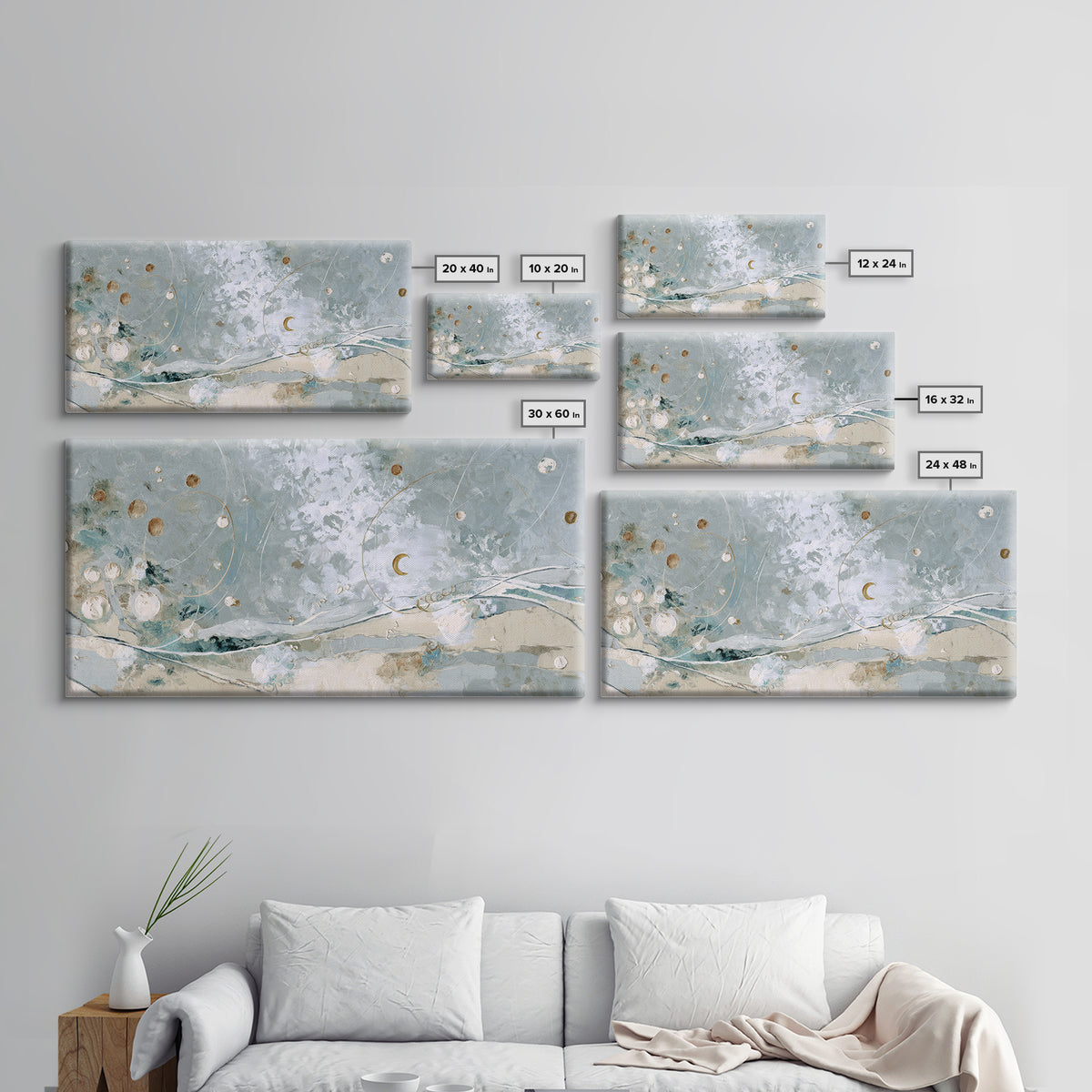 Crescent Moon and Stars Framed Canvas Print, Yoga Studio Art, Home Decor, Yoga Studio Decor, Fine Art, Balance, Custom Wall Art, YSA-2x1-86