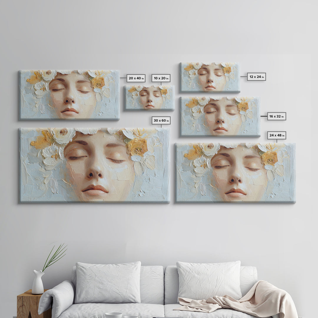 Closed Eye Face Framed Canvas Print, Yoga Studio Art, Yoga Studio Decor, Watercolor Art, Balance, Bedroom Wall Art, YSA-2x1-9