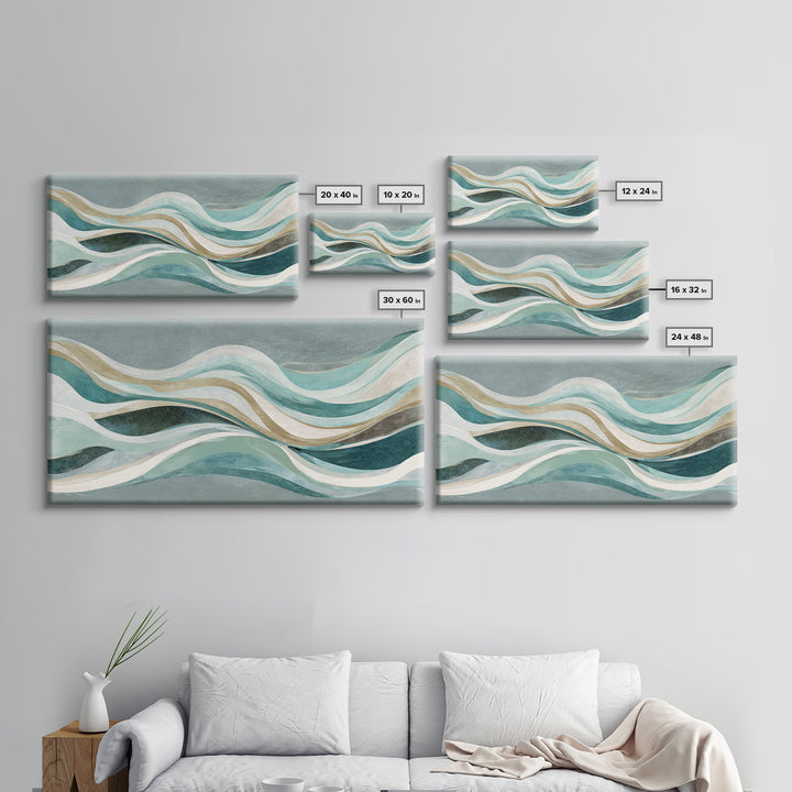 Abstract Breath Waves Framed Canvas Print, Yoga Studio Art, Large Wall Decor, Yoga Studio Decor, Abstract Art, Balance, YSA-2x1-99