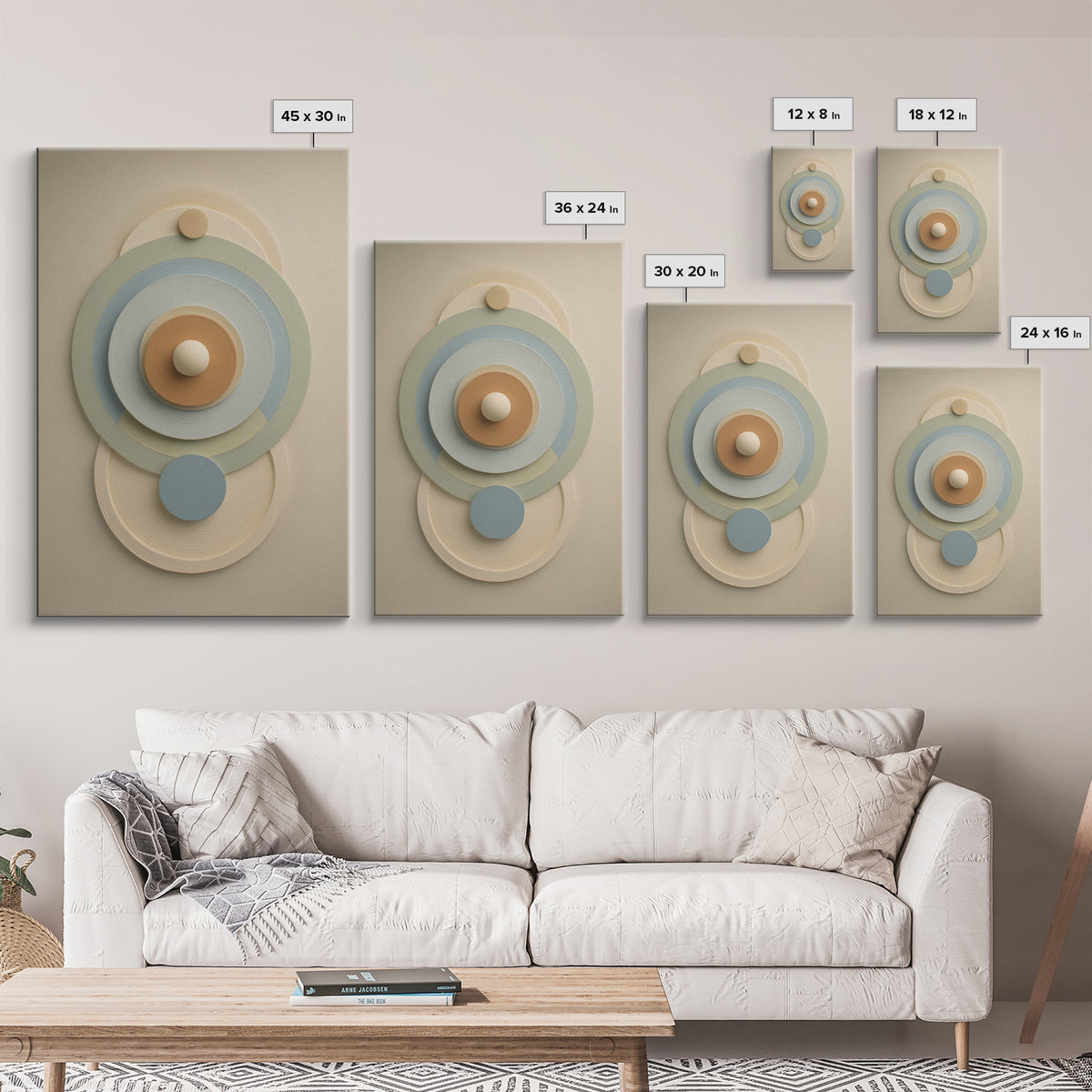 Chakra Color Circles Framed Canvas Print, Yoga Studio Art, Textured Painting, Yoga Studio Decor, Balance, Living Room Wall Art, YSA-2x3-22