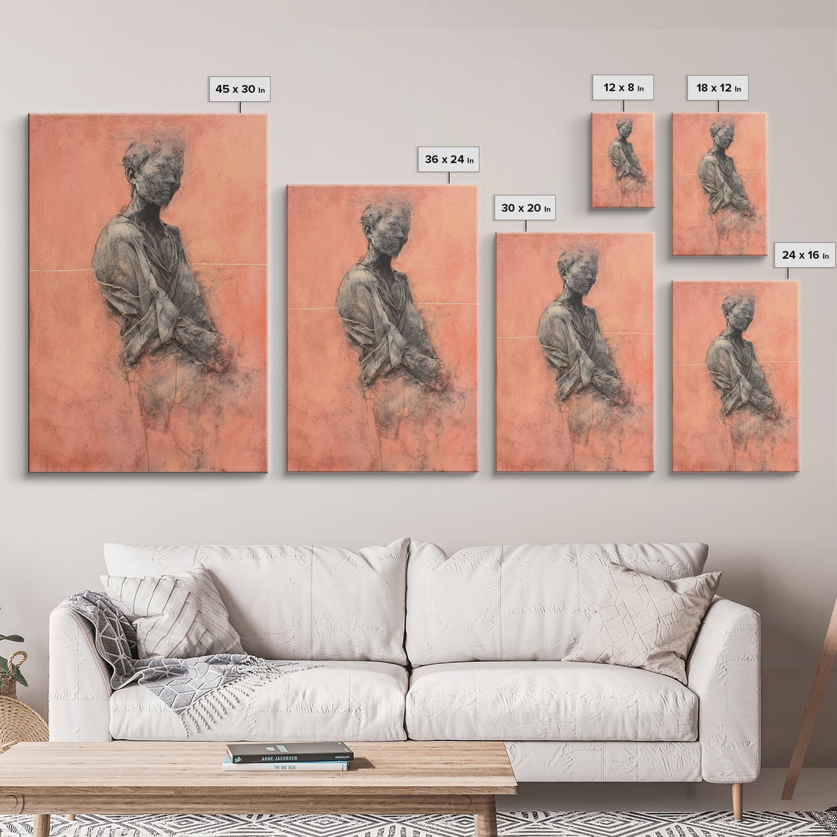 Ocean Horizon with Meditative Stillness Canvas Print, Yoga Studio Art, Statement Artwork, Yoga Studio Decor, Balance, YSA-2x3-48