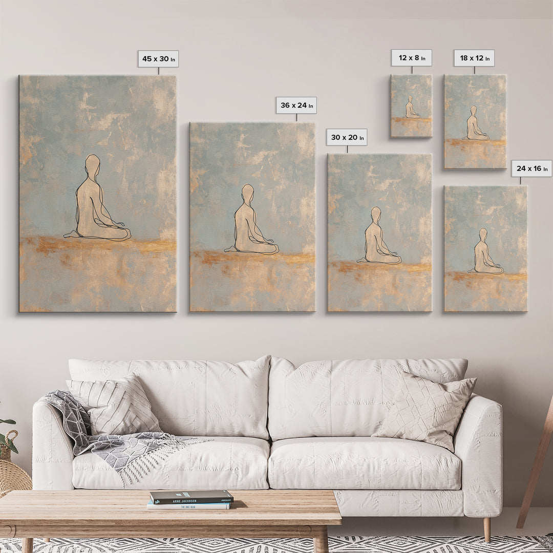 Minimal Yoga Pose Line Drawing Canvas Print, Yoga Studio Art, Bookshelf Decor, Yoga Studio Decor, Abstract Art, Balance, YSA-2x3-82