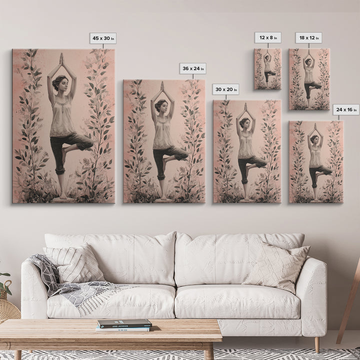 Tree Pose Figure Canvas Print, Yoga Studio Art, Printable Art, Yoga Studio Decor, Fine Art, Balance, Art Nouveau Decor, YSA-2x3-86