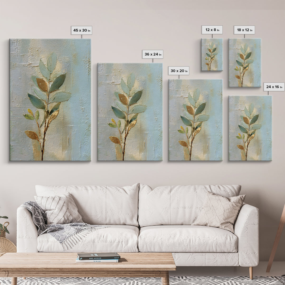 Sage Green Botanical Branch Study Framed Canvas Print, Yoga Studio Art, African American Art, Yoga Studio Decor, Watercolor Art, YSA-2x3-97