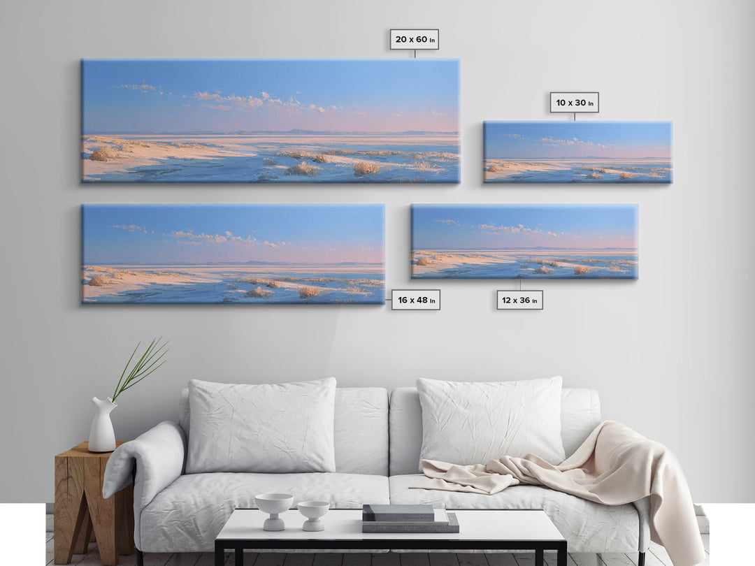 Peaceful Desert Horizon Framed Canvas Print, Yoga Studio Art, Southwest Decor, Yoga Studio Decor, Fine Art, Balance, YSA-3x1-28