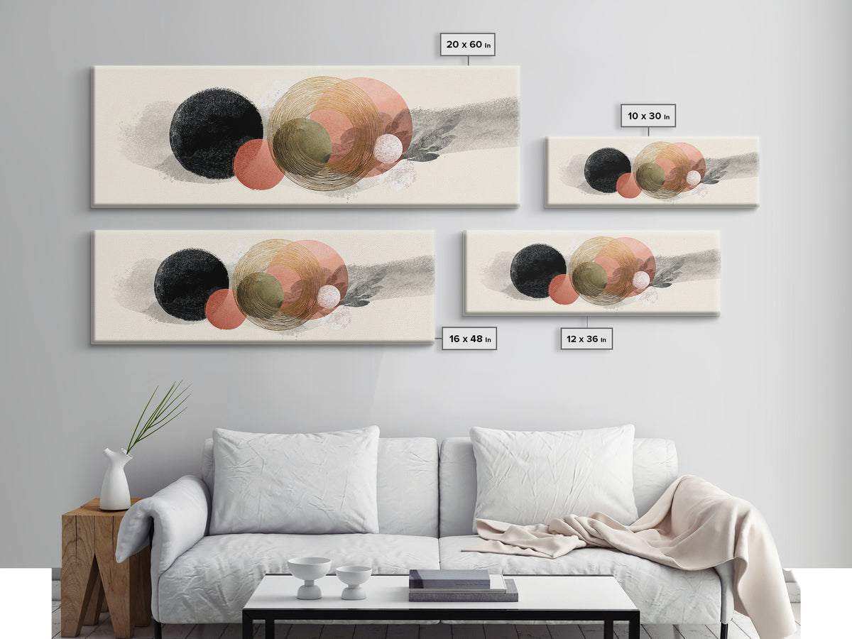 Minimal Zen Circle Brushstroke Canvas Print, Yoga Studio Art, Luxury Decor, Yoga Studio Decor, Balance, Living Room Decor, YSA-3x1-35