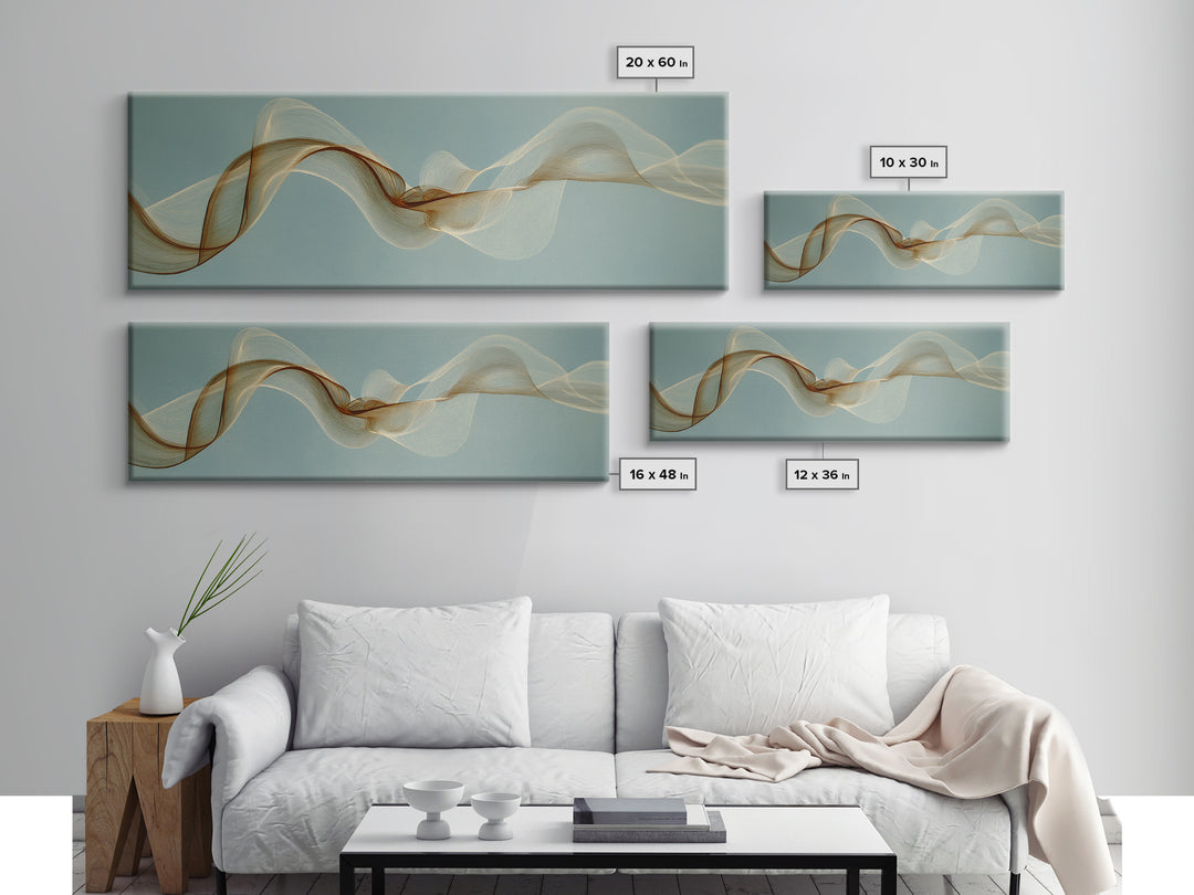 Incense Smoke Forming Abstract Curves Framed Canvas Print, Yoga Studio Art, Nature Prints, Yoga Studio Decor, Abstract Art, YSA-3x1-37