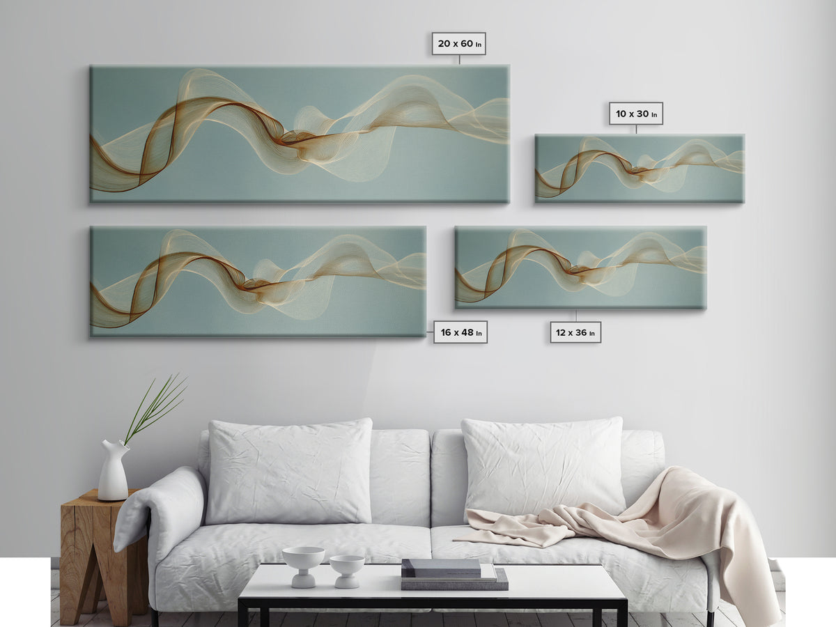 Incense Smoke Forming Abstract Curves Framed Canvas Print, Yoga Studio Art, Nature Prints, Yoga Studio Decor, Abstract Art, YSA-3x1-37