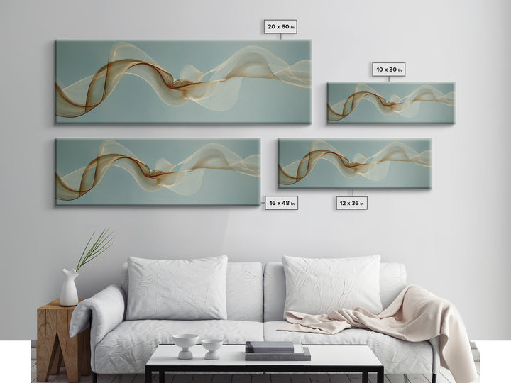 Incense Smoke Forming Abstract Curves Framed Canvas Print, Yoga Studio Art, Nature Prints, Yoga Studio Decor, Abstract Art, YSA-3x1-37