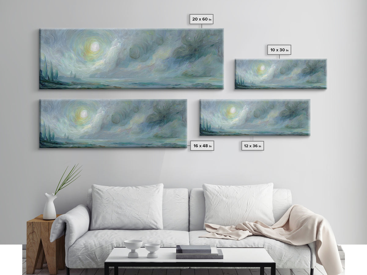 Crescent Moon and Stars Framed Canvas Print, Yoga Studio Art, Metal Wall Decor, Yoga Studio Decor, Fine Art, Balance, YSA-3x1-58