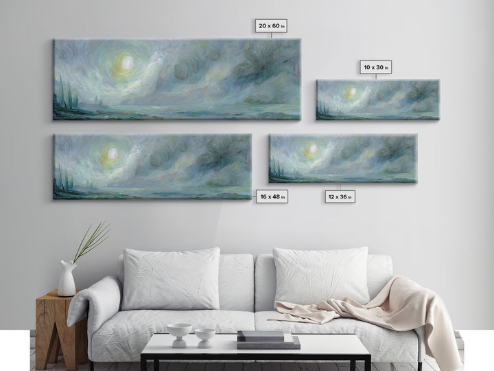 Crescent Moon and Stars Framed Canvas Print, Yoga Studio Art, Metal Wall Decor, Yoga Studio Decor, Fine Art, Balance, YSA-3x1-58