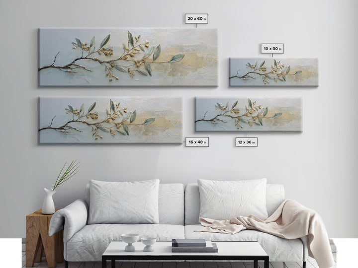 Sage Green Botanical Branch Study Framed Canvas Print, Yoga Studio Art, Bedroom Wall Art, Yoga Studio Decor, Fine Art, Balance, YSA-3x1-9