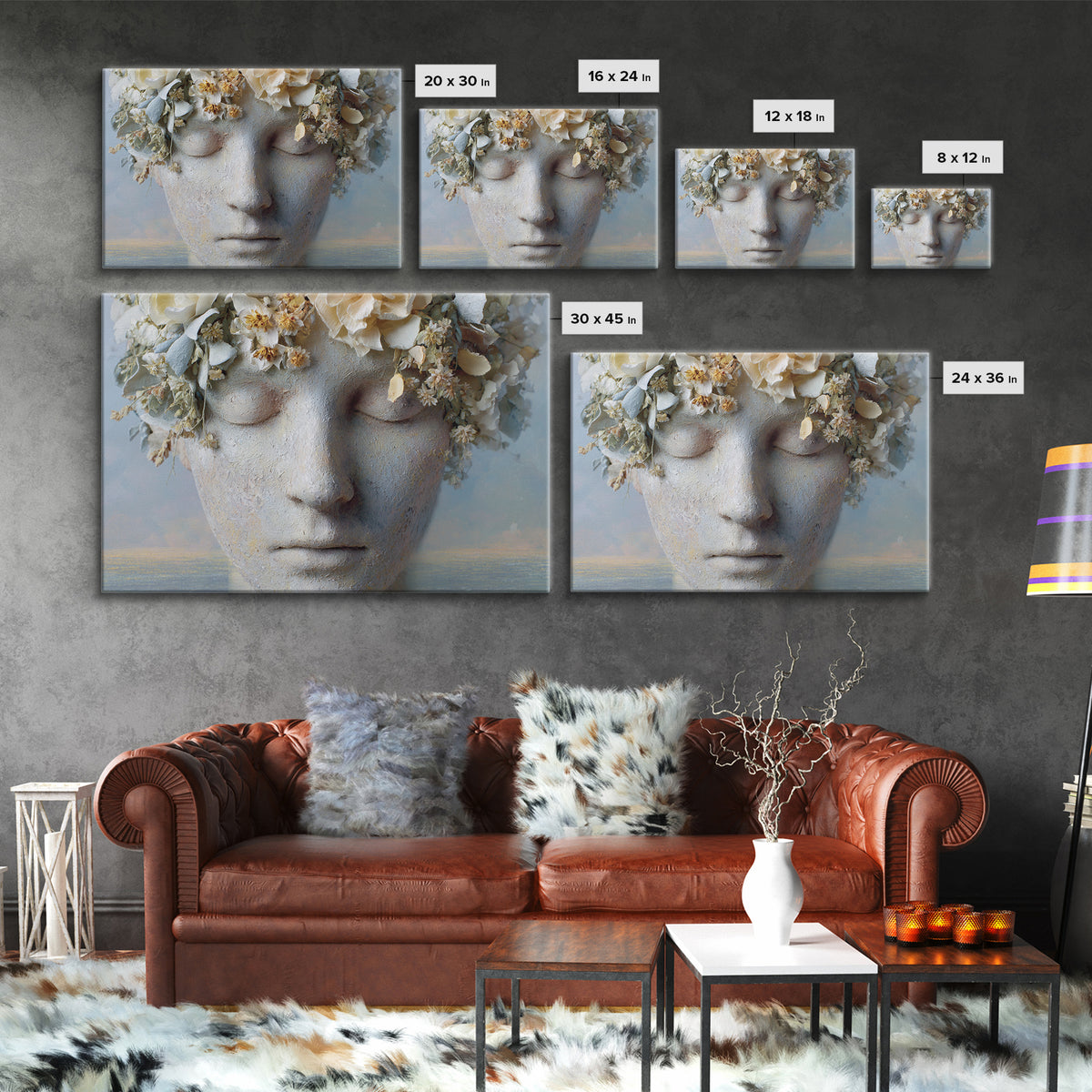 Closed Eye Face Framed Canvas Print, Yoga Studio Art, Boho Art, Yoga Studio Decor, Fine Art, Balance, Fine Art Print, YSA-3x2-41