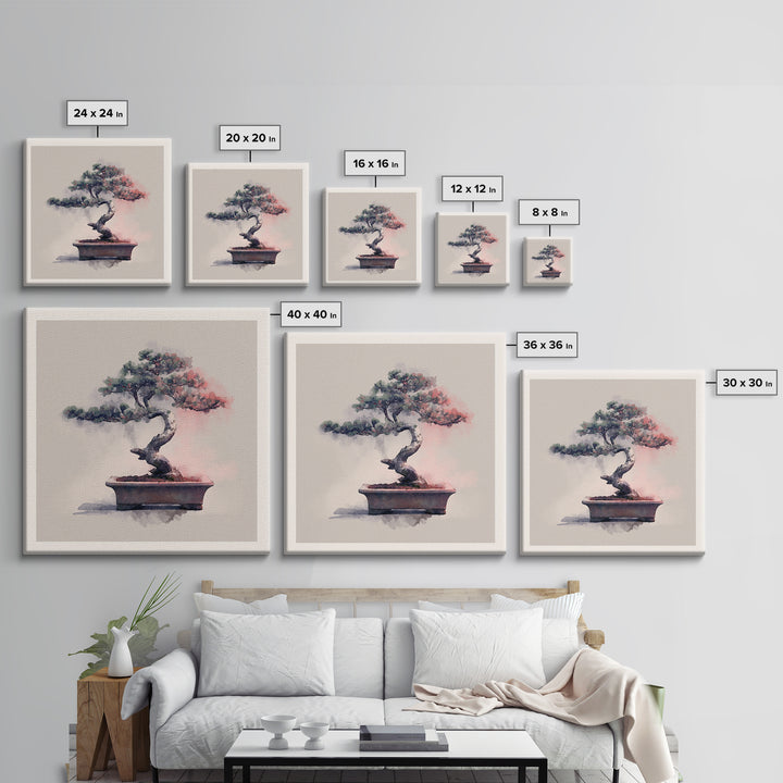Bonsai Tree in Simple Ceramic Pot Framed Canvas Print, Zen Art, Wall Decor, Living Room Decor, Fine Art, Zen, Japanese Wall Art, ZEN-1x1-12