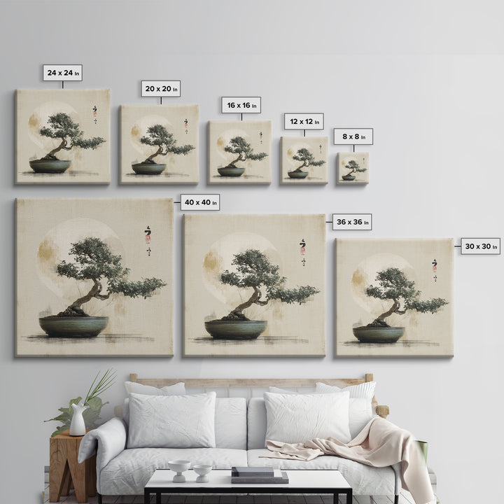 Bonsai Tree in Simple Ceramic Pot Canvas Print, Zen Art, Beach Decor, Living Room Decor, Fine Art, Zen, Modern Decor, ZEN-1x1-60