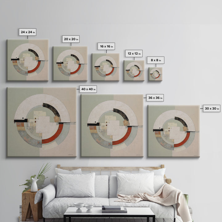 Abstract Balance of Circle Square and Line Framed Canvas Print, Zen Art, Statement Artwork, Living Room Decor, Abstract Art, ZEN-1x1-67