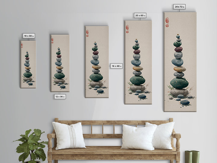 Smooth Pebbles Arranged Framed Canvas Print, Zen Art, Contemporary Art, Living Room Decor, Fine Art, Zen, Wall Art, Home Decor, ZEN-1x3-47