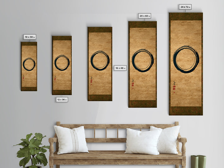 Single Black Ens Circle on Warm Paper Framed Canvas Print, Zen Art, Printable Art, Living Room Decor, Zen, Nature Prints, ZEN-1x3-61