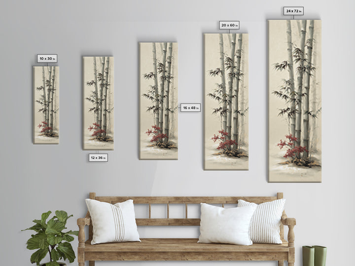 Bamboo Stalks in Sparse Ink Wash Framed Canvas Print, Zen Art, Minimalist Decor, Living Room Decor, Zen, Printable Art, ZEN-1x3-62