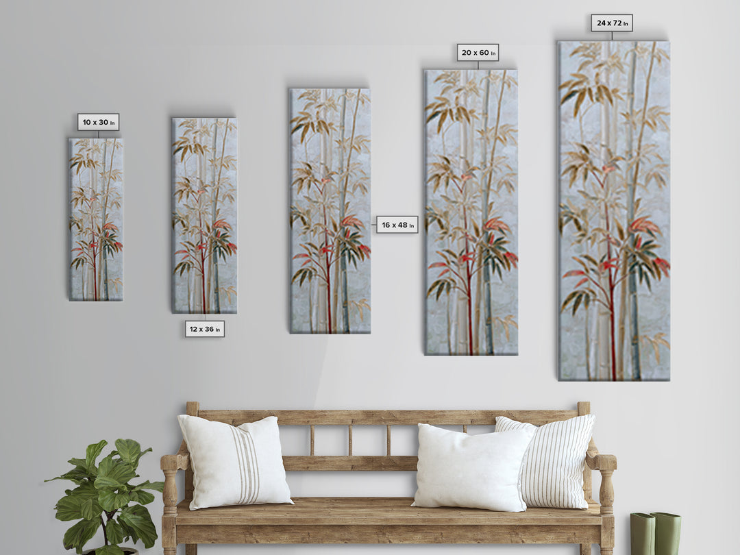 Minimal Bamboo Leaves Canvas Print, Zen Art, Abstract Art, Living Room Decor, Zen, Wabi Sabi Wall Art, Extra Large Wall Art, ZEN-1x3-77