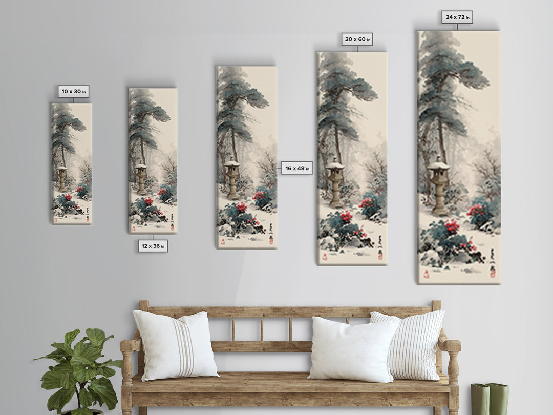 Stone Lantern in Morning Fog Without Garden Canvas Print, Zen Art, Textured Painting, Living Room Decor, Fine Art, Zen, ZEN-1x3-78