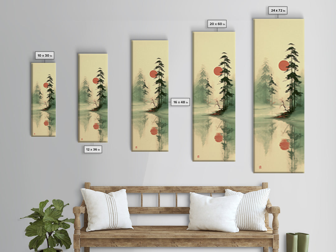 Moon Reflected in Quiet Pond Canvas Print, Zen Art, Home Decor, Living Room Decor, Fine Art, Zen, Boho Wall Art, Garden Art, ZEN-1x3-94