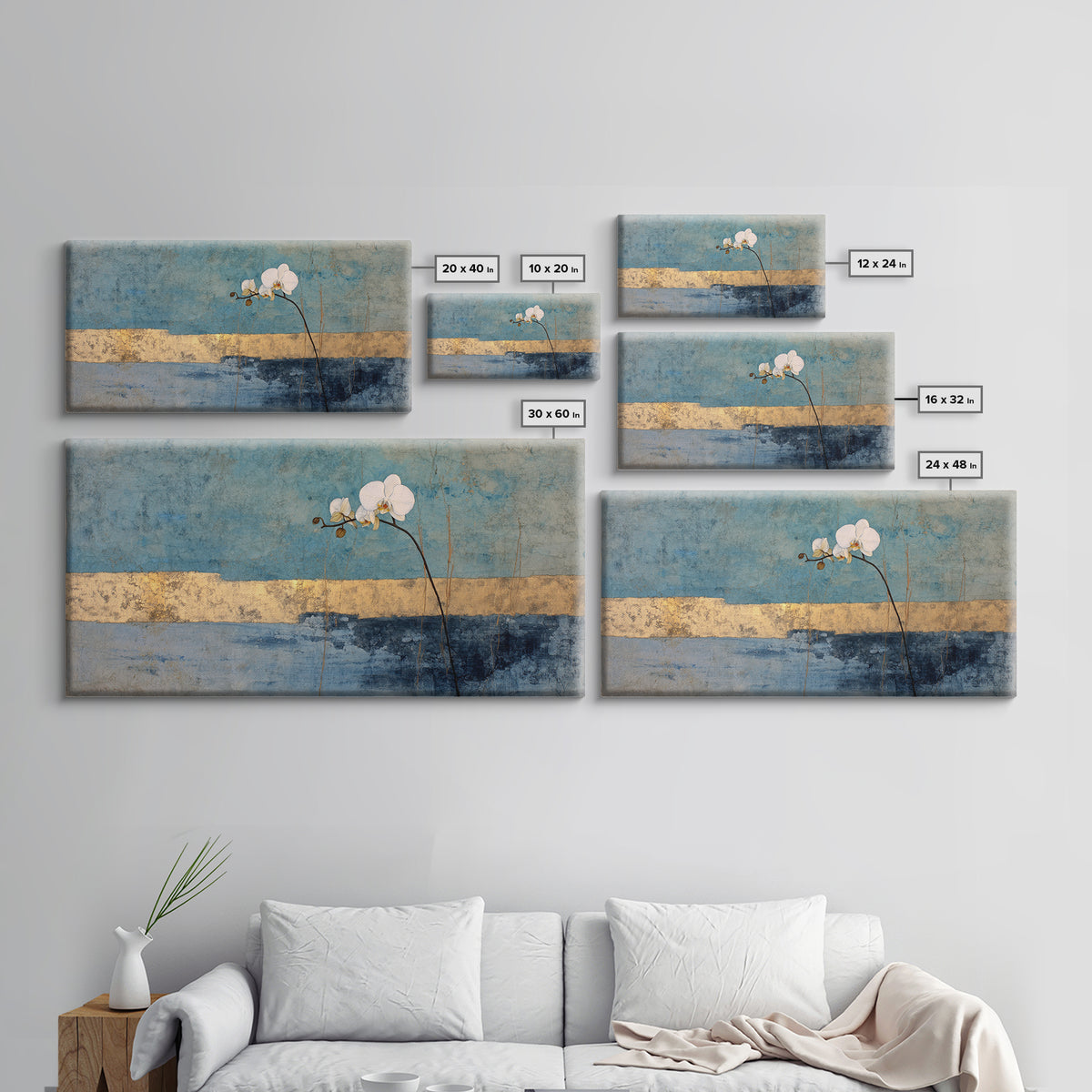 Single Orchid Stem Framed Canvas Print, Zen Art, Contemporary Art, Living Room Decor, Fine Art, Zen, Wall Art, Home Decor, ZEN-2x1-19