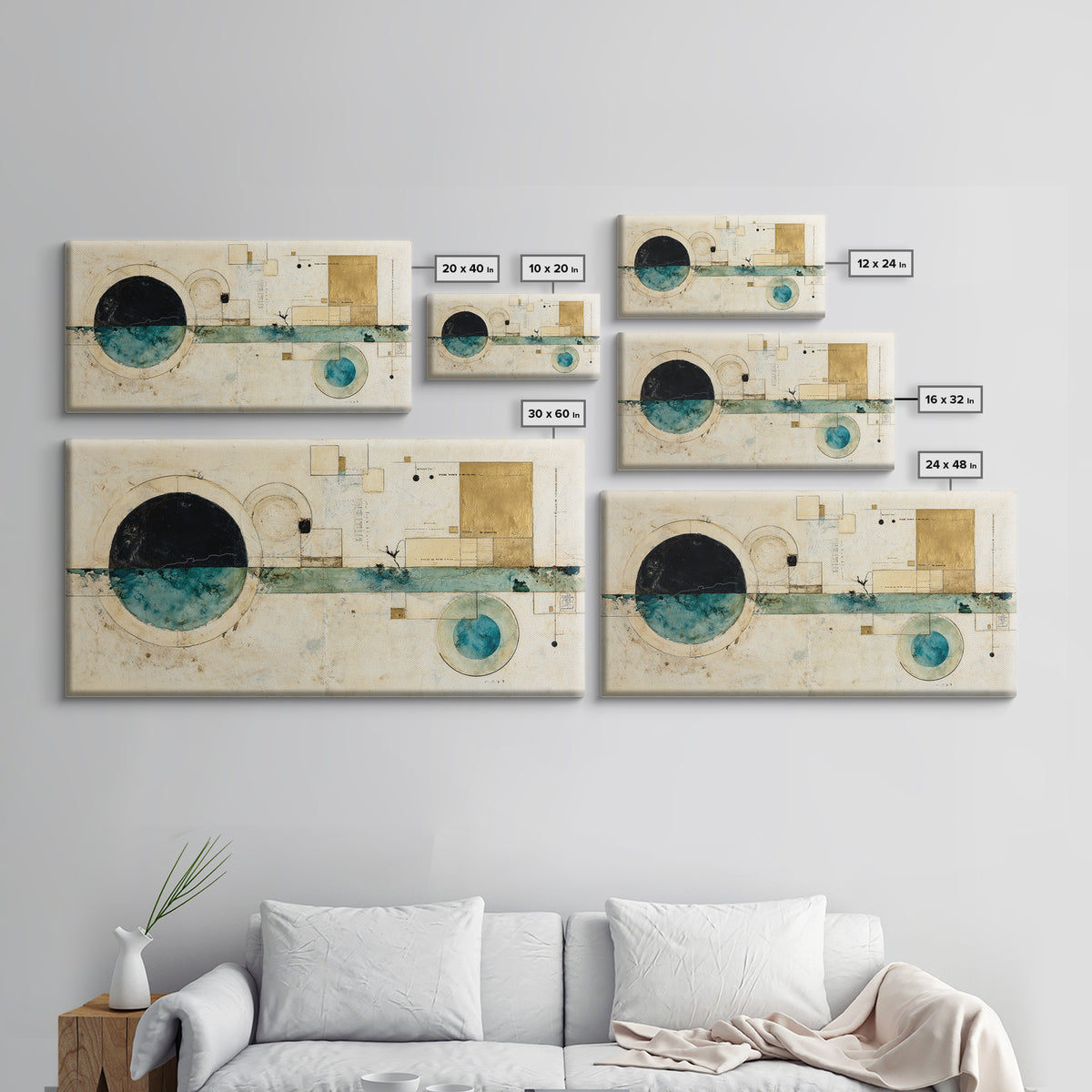 Abstract Balance of Circle Square and Line Canvas Print, Zen Art, Minimalist Wall Art, Living Room Decor, Abstract Art, Zen, ZEN-2x1-63