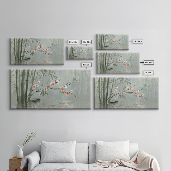 Soft Pine Silhouette Framed Canvas Print, Zen Art, Metal Wall Art, Living Room Decor, Fine Art, Zen, Japandi Wall Art, ZEN-2x1-83