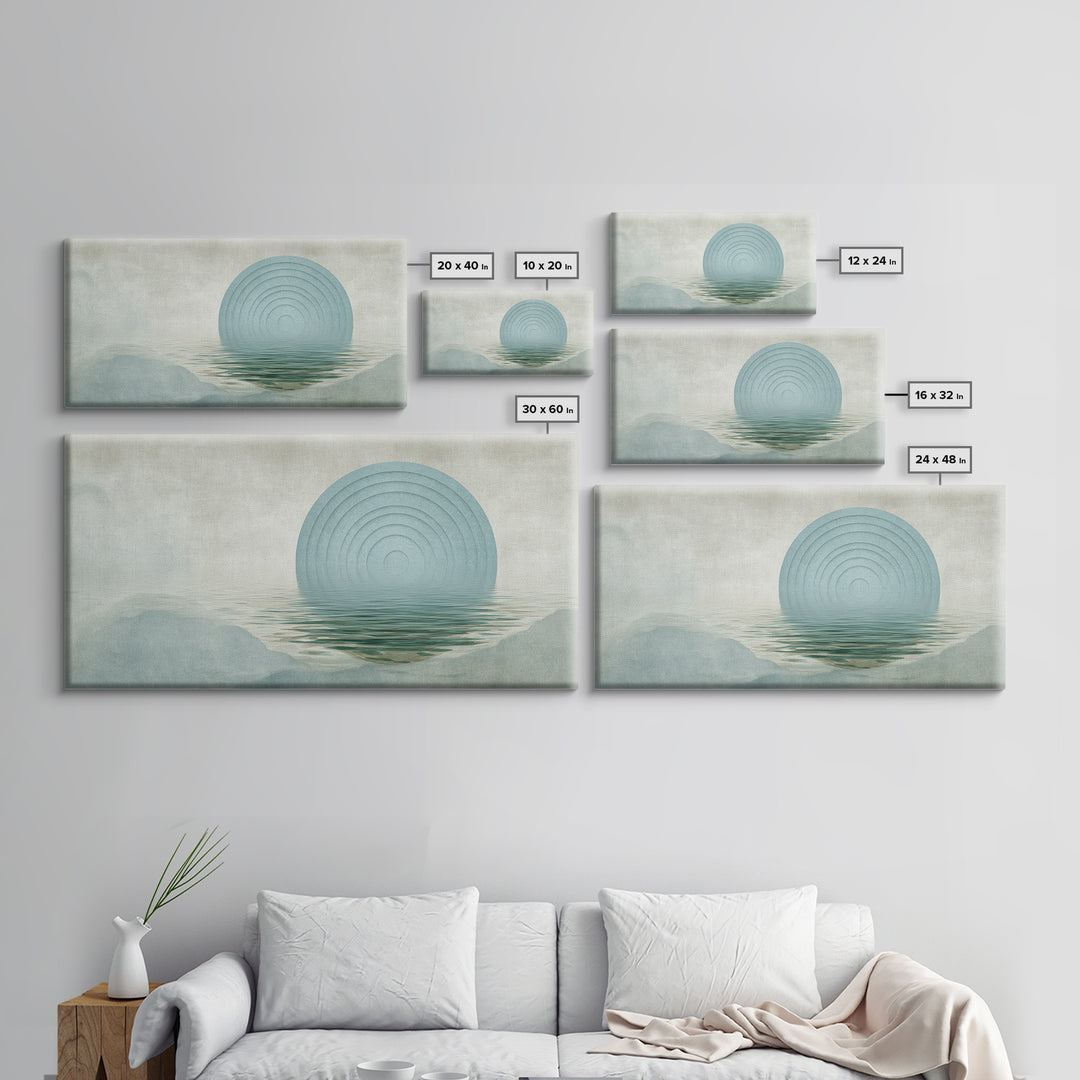 Water Ripple Circle Framed Canvas Print, Zen Art, Digital Print, Living Room Decor, Fine Art, Zen, Extra Large Wall Art, ZEN-2x1-9