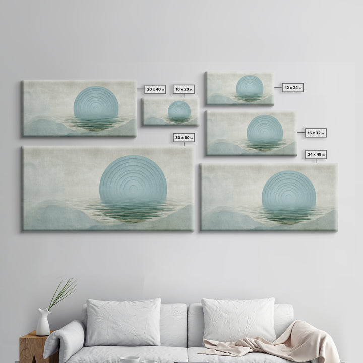 Water Ripple Circle Framed Canvas Print, Zen Art, Digital Print, Living Room Decor, Fine Art, Zen, Extra Large Wall Art, ZEN-2x1-9