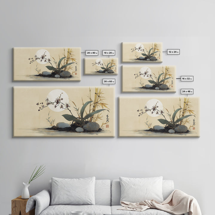 Single Orchid Stem Framed Canvas Print, Zen Art, Garden Art, Living Room Decor, Fine Art, Zen, Artist, Neutral Wall Art, ZEN-2x1-91