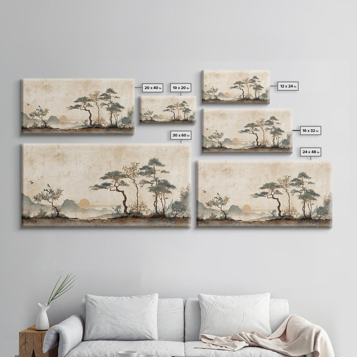Raked Sand Garden Pattern from Above Canvas Print, Zen Art, Boho Wall Art, Living Room Decor, Watercolor Art, Zen, Flower Print, ZEN-2x1-98