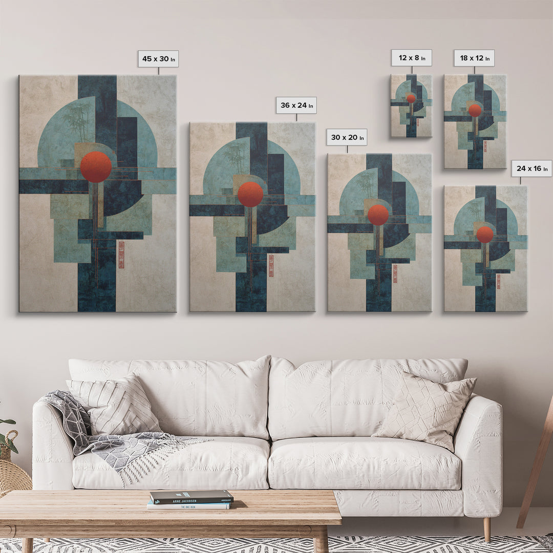 Abstract Balance of Circle Square and Line Framed Canvas Print, Zen Art, Contemporary Art, Living Room Decor, Abstract Art, Zen, ZEN-2x3-75