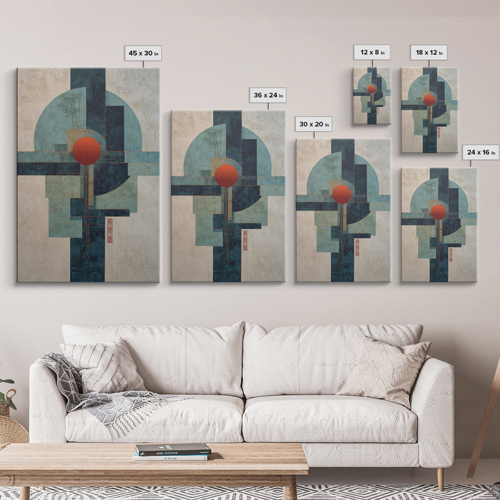 Abstract Balance of Circle Square and Line Framed Canvas Print, Zen Art, Contemporary Art, Living Room Decor, Abstract Art, Zen, ZEN-2x3-75