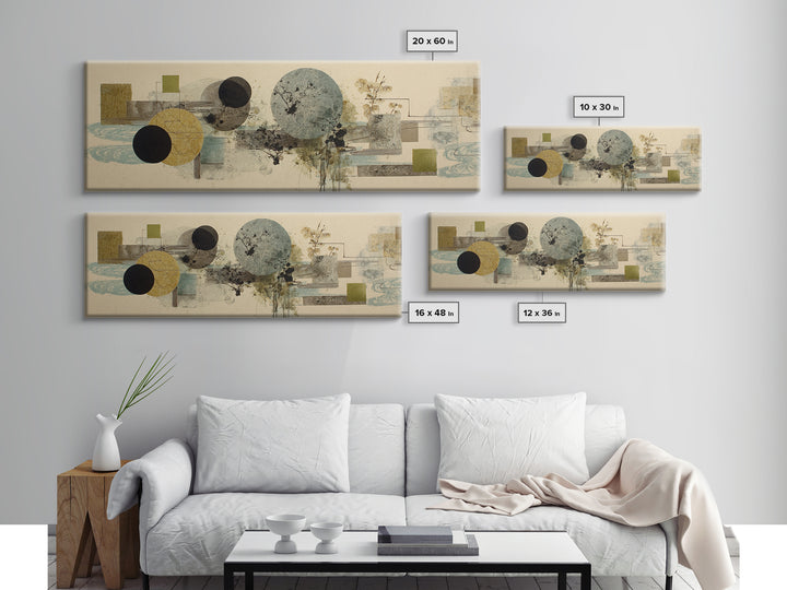 Abstract Balance of Circle Square and Line Canvas Print, Zen Art, Art, Living Room Decor, Zen, Garden Art, Japanese Wall Art, ZEN-3x1-35