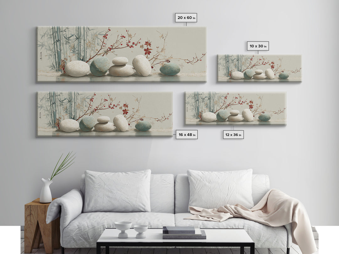 Smooth Pebbles Arranged Canvas Print, Zen Art, Japanese Art, Living Room Decor, Fine Art, Zen, Contemporary Art, Gallery Decor, ZEN-3x1-75