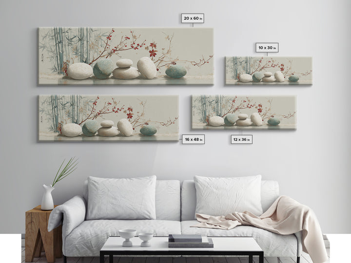 Smooth Pebbles Arranged Canvas Print, Zen Art, Japanese Art, Living Room Decor, Fine Art, Zen, Contemporary Art, Gallery Decor, ZEN-3x1-75